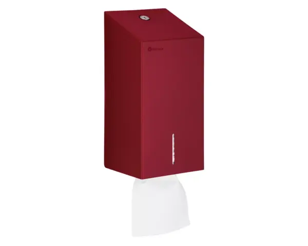Pojemnik na papier toaletowy w listkach MERIDA STELLA RED LINE, pojemność do 450 szt., czerwony Czerwony pojemnik na papier toaletowy w listkach, spawane i szlifowane boki