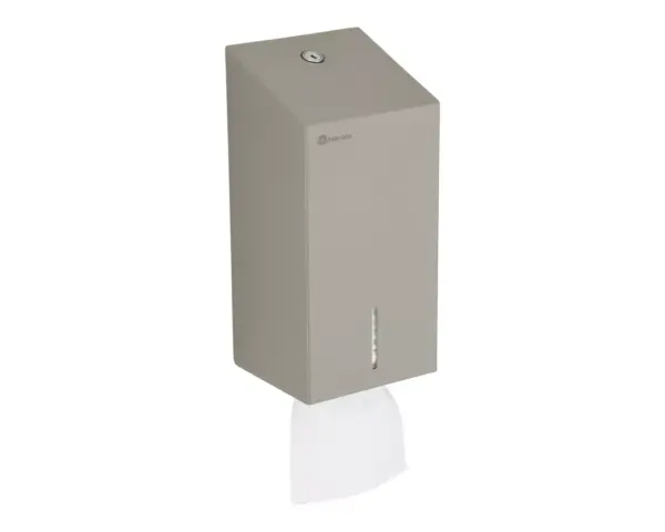 Pojemnik na papier toaletowy w listkach MERIDA STELLA STONE GREY LINE, pojemność do 450 szt., szary kamienny Pojemnik na papier w listkach Merida Stella, zamek bębenkowy zlicowany z powierzchnią