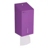 Pojemnik na papier toaletowy w listkach zainstalowany na ścianie fioletowy
