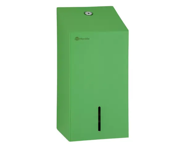 Pojemnik na papier toaletowy w listkach MERIDA STELLA GREEN LINE, pojemność do 450 szt., zielony Stalowy pojemnik na papier toaletowy w listkach zielony pojemność 450 szt.