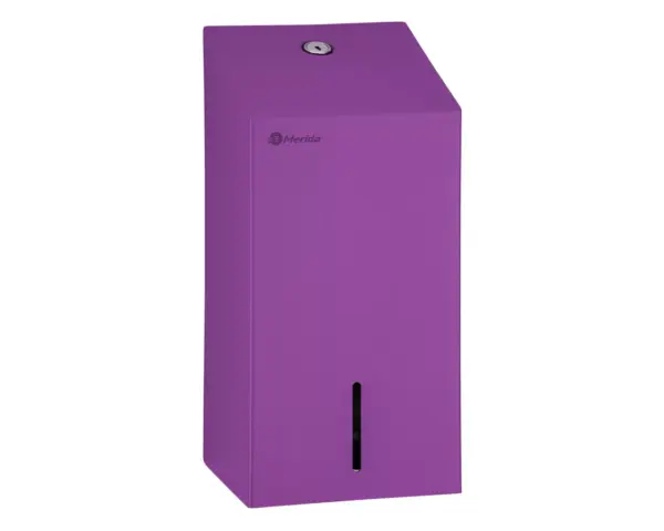 Pojemnik na papier toaletowy w listkach MERIDA STELLA VIOLET LINE, pojemność do 450 szt., fioletowy Stalowy pojemnik na papier toaletowy w listkach z fioletową powłoką strukturalną