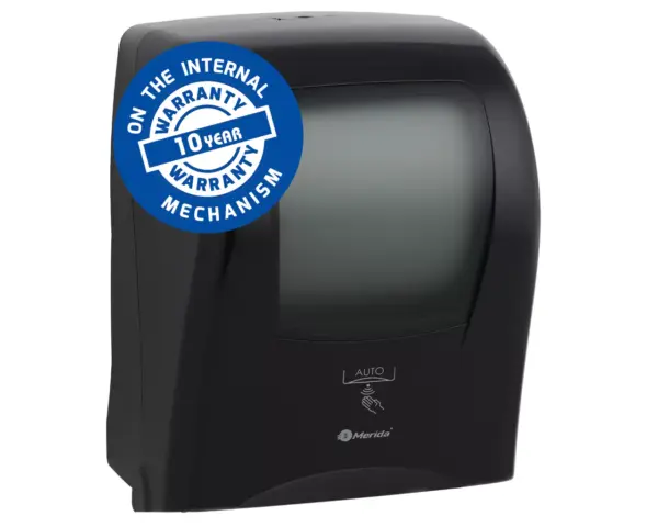 Automatyczny bezdotykowy podajnik ręczników papierowych w roli, MERIDA ONE AUTOMATIC MAXI, tworzywo ABS, czarny Bezdotykowy podajnik ręczników Merida One Automatic Maxi gwarancja po angielsku