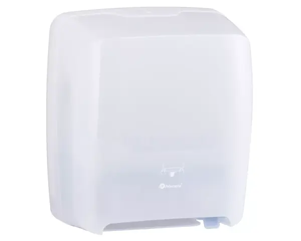 Mechaniczny podajnik ręczników papierowych w rolach MERIDA HARMONY AUTOMATIC MAXI, tworzywo, biały transparentny Mechaniczny podajnik ręczników w rolach Merida Harmony Maxi, biały transparentny