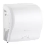 Biały podajnik ręczników w rolach MERIDA LUX CUT AUTOMATIC MAXI z tworzywa ABS