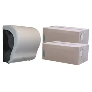 Podajnik ręczników MERIDA LUX CUT za 125 zł netto z 2 kartonami ręczników TOP AUTOMATIC RAB302