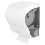 Biały podajnik ręczników MERIDA LUX CUT AUTOMATIC MAXI mieszczący rolkę 250 m