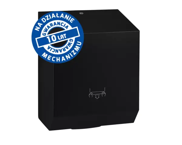 Mechaniczny podajnik ręczników papierowych w rolach MERIDA STELLA BLACK LINE, czarny Warunki gwarancji podajnika ręczników MERIDA STELLA BLACK LINE, 10 lat gwarancji