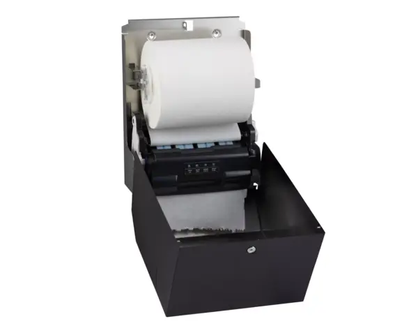 Automatyczny bezdotykowy podajnik ręczników papierowych w rolach MERIDA STELLA BLACK LINE AUTOMATIC MAXI, czarny Panel sterowania podajnika Merida Stella Black Line z przełącznikami trybu pracy