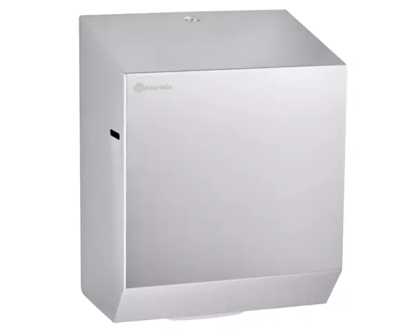 Mechaniczny podajnik ręczników papierowych w rolach MERIDA STELLA AUTOMATIC MAXI, stal matowa Podajnik ręczników papierowych w rolach z mechanizmem automatycznego odcinania