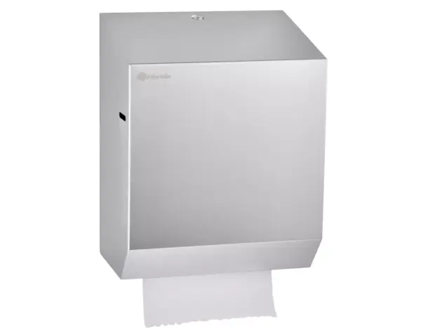 Mechaniczny podajnik ręczników papierowych w rolach MERIDA STELLA AUTOMATIC MAXI, stal matowa Wnętrze podajnika Merida Stella Automatic Maxi z uchwytem rolki
