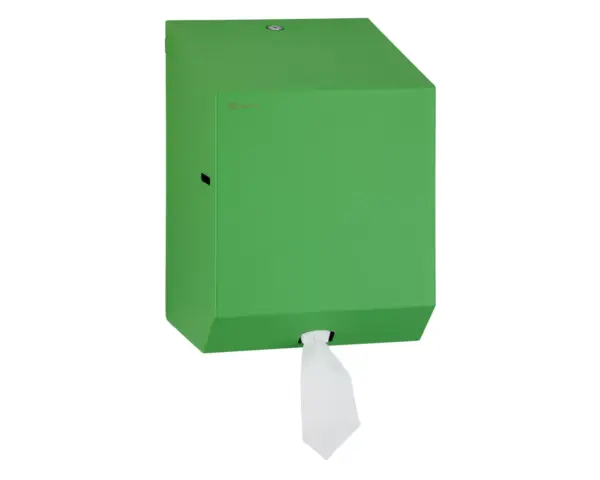 Pojemnik na ręczniki papierowe w rolach MERIDA STELLA GREEN LINE MAXI, zielony Wnętrze pojemnika MERIDA STELLA GREEN LINE MAXI z wkładką dozującą