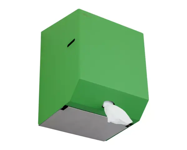 Pojemnik na ręczniki papierowe w rolach MERIDA STELLA GREEN LINE MAXI, zielony Stalowy zielony pojemnik na ręczniki w rolach, niewidoczne zawiasy