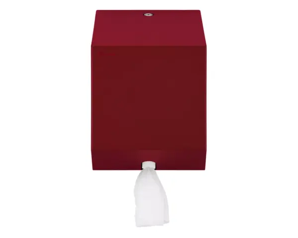Pojemnik na ręczniki papierowe w rolach lub papier toaletowy w systemie listkowym MERIDA STELLA RED LINE MINI, czerwony Pojemnik na papier toaletowy w listkach MERIDA STELLA RED LINE MINI ścienny