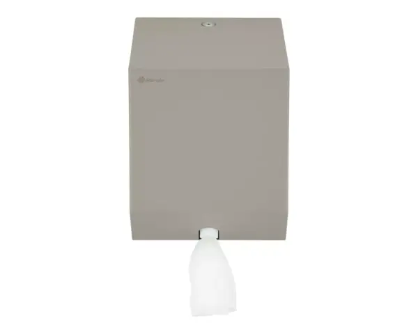Pojemnik na ręczniki papierowe w rolach lub papier toaletowy w systemie listkowym MERIDA STELLA STONE GREY LINE MINI, szary kamienny Pojemnik na ręczniki papierowe Merida Stella Stone Grey Mini, widok z przodu