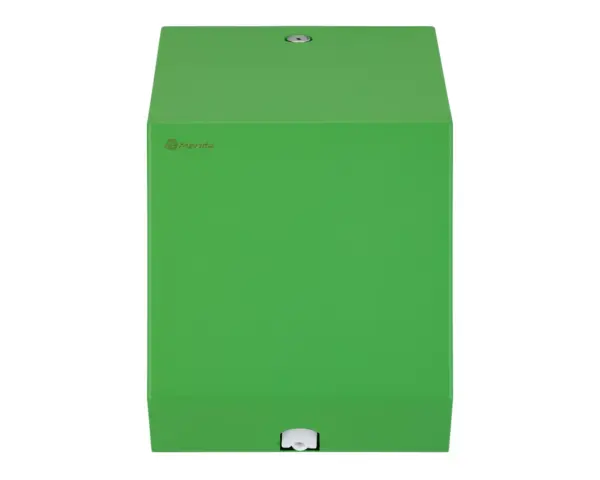 Pojemnik na ręczniki papierowe w rolach lub papier toaletowy w systemie listkowym MERIDA STELLA GREEN LINE MINI, zielony Otwarty pojemnik Merida Stella Green Line Mini z wkładką dozującą listek po listku