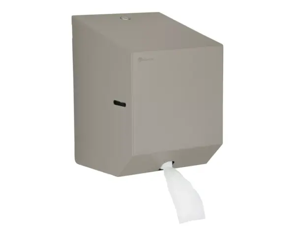 Pojemnik na ręczniki papierowe w rolach lub papier toaletowy w systemie listkowym MERIDA STELLA STONE GREY LINE MINI, szary kamienny Pojemnik na ręczniki papierowe w rolach ze spawanymi bokami, szary kamienny