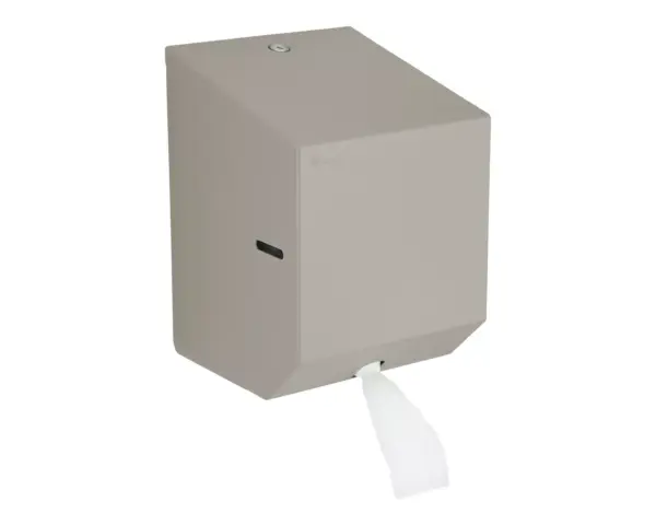 Pojemnik na ręczniki papierowe w rolach lub papier toaletowy w systemie listkowym MERIDA STELLA STONE GREY LINE MINI, szary kamienny Wkładka dozująca listek po listku w pojemniku Merida Stella Stone Grey Mini