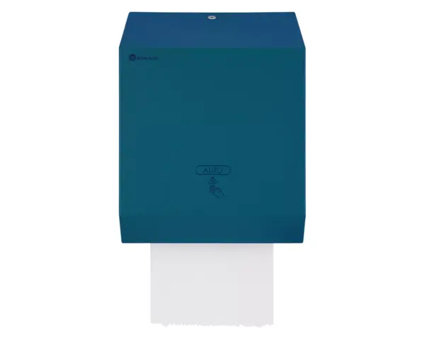 Automatyczny bezdotykowy podajnik ręczników papierowych w rolach MERIDA STELLA BLUE LINE AUTOMATIC MAXI, niebieski Podajnik ręczników Merida Stella Blue Automatic Maxi z diodowym wskaźnikiem stanu