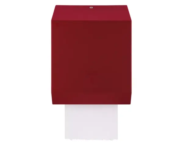 Automatyczny bezdotykowy podajnik ręczników papierowych w rolach MERIDA STELLA RED LINE AUTOMATIC MAXI, czerwony Czerwony podajnik ręczników ze stali nierdzewnej z zamkiem bębenkowym
