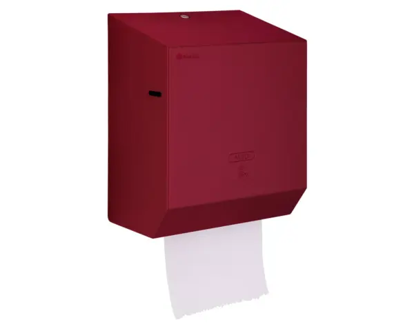 Automatyczny bezdotykowy podajnik ręczników papierowych w rolach MERIDA STELLA RED LINE AUTOMATIC MAXI, czerwony Podajnik ręczników papierowych zasilany bateriami alkalicznymi R20
