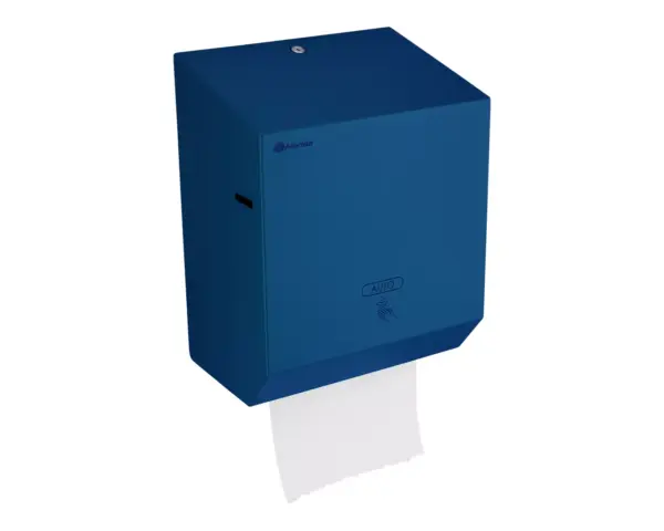 Automatyczny bezdotykowy podajnik ręczników papierowych w rolach MERIDA STELLA BLUE LINE AUTOMATIC MAXI, niebieski Automatyczny podajnik ręczników Merida Stella Blue Line Maxi z niebieską strukturalną powłoką