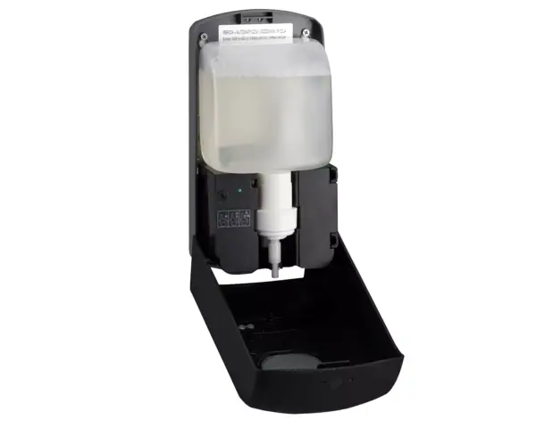 Bezdotykowy automatyczny dozownik mydła w pianie MERIDA AMADEUS SILKY BLACK na jednorazowe wkłady 1000 g Dozownik Amadeus Silky Black z programowalną dawką mydła 0,3–1 ml
