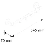Mosiężny drążek ścienny 300 mm nikiel chrom cztery zawieszki