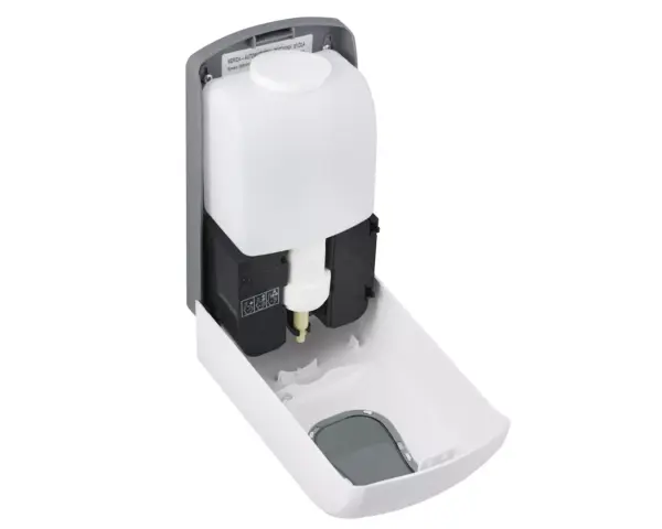 Bezdotykowy automatyczny dozownik mydła w płynie MERIDA ONE, pojemność zbiornika 1000 ml, tworzywo ABS, biały Dozownik mydła Merida ONE montowany na ścianie pojemność 1000 ml