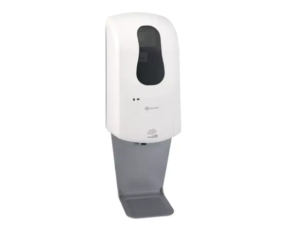 Bezdotykowy automatyczny dozownik mydła w płynie MERIDA ONE, pojemność zbiornika 1000 ml, tworzywo ABS, biały Dozownik mydła Merida ONE biały z akcesoriami łazienkowymi