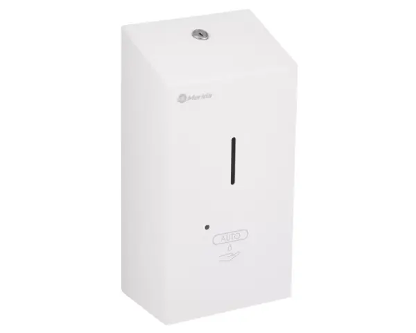Bezdotykowy automatyczny dozownik mydła w pianie, MERIDA STELLA WHITE LINE AUTOMATIC na jednorazowe wkłady 1000 g, biały Bezdotykowy dozownik mydła Merida Stella White, detale spawanych krawędzi