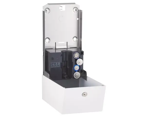 Bezdotykowy automatyczny dozownik mydła w pianie, MERIDA STELLA WHITE LINE AUTOMATIC na jednorazowe wkłady 1000 g, biały Wnętrze dozownika Merida Stella White z wkładem na mydło w pianie