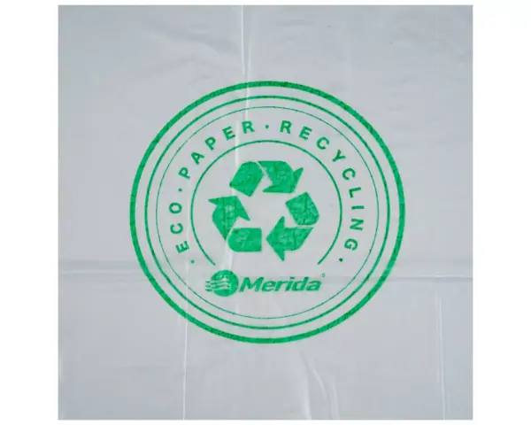 Worki na zużyte ręczniki papierowe 70 l, MERIDA ECO PAPER, bezbarwne, 60x90 cm, paczka 50 szt. Paczka 50 worków na ręczniki papierowe Merida Eco Paper 70 l