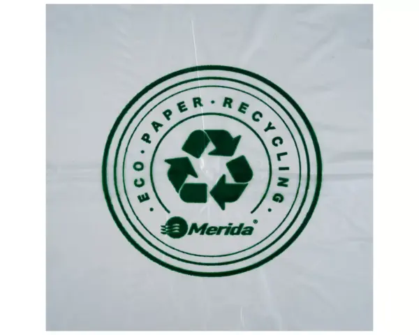 Worki na zużyte ręczniki papierowe 350 l, MERIDA ECO PAPER, bezbarwne, 115x135 cm, paczka 10 szt. Wytrzymałe worki foliowe 115x135 cm do recyklingu ręczników papierowych