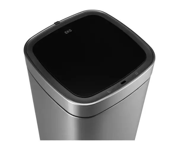Kosz automatyczny SENSOR - EKO SMART X, bezdotykowy, kwadratowy, szeroki, ładowany przez USB bateria LI-ION, stal matowa z powłoką AFP, 30l Kosz bezdotykowy 30l z niebieskimi diodami LED na klapie