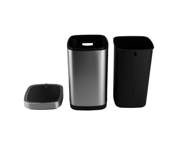 Kosz automatyczny SENSOR - EKO SMART X, bezdotykowy, kwadratowy, szeroki, ładowany przez USB bateria LI-ION, stal matowa z powłoką AFP, 30l Tylny uchwyt kosza SENSOR EKO SMART X stal matowa AFP