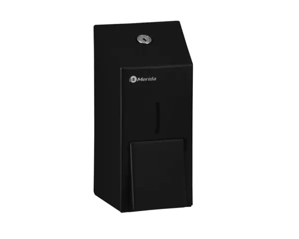 Dozownik mydła w płynie MERIDA STELLA BLACK LINE MINI, pojemność zbiornika 400 ml, czarny Mały czarny dozownik mydła MERIDA STELLA MINI zbiornik 400 ml
