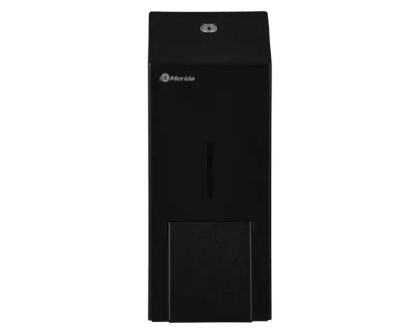 Dozownik mydła w płynie MERIDA STELLA BLACK LINE MAXI, pojemność zbiornika 800 ml, czarny Stalowy zamek bębenkowy dozownika mydła MERIDA STELLA BLACK LINE MAXI