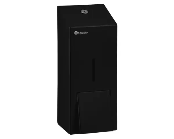 Dozownik mydła w pianie MERIDA STELLA BLACK LINE MAXI na jednorazowe wkłady 700 g, czarny Dozownik MERIDA STELLA BLACK LINE MAXI zamykany na kluczyk z niewidocznymi zawiasami