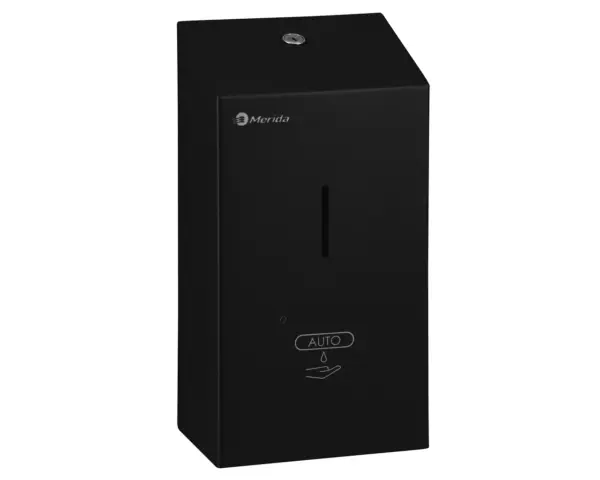 Bezdotykowy automatyczny dozownik mydła w pianie MERIDA STELLA AUTOMATIC BLACK LINE na jednorazowe wkłady 1000 g, czarny Dozownik mydła w pianie Merida Stella Black Line zamontowany na ścianie