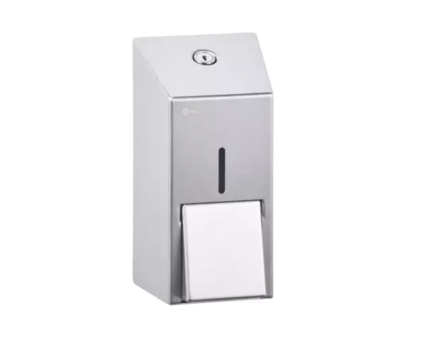 Dozownik mydła w płynie MERIDA STELLA MINI, pojemność zbiornika 400 ml, stal matowa Matowy stalowy dozownik mydła w płynie na kluczyk 400 ml