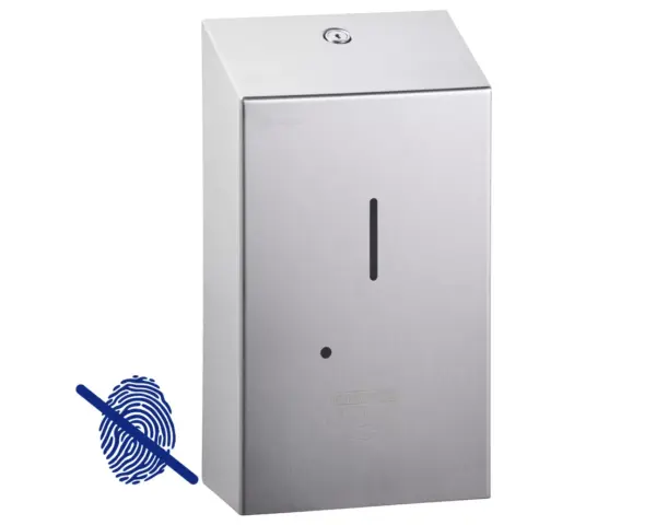 Bezdotykowy automatyczny dozownik mydła w płynie MERIDA STELLA AUTOMATIC Anti-FingerPrint, pojemność zbiornika 1000 ml, stal matowa z powłoką AFP Automatyczny dozownik mydła ze stali nierdzewnej z powłoką AFP zbliżenie