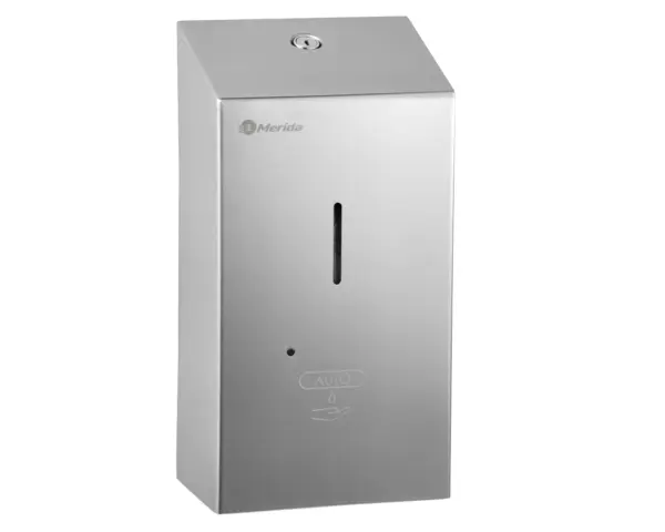 Bezdotykowy automatyczny dozownik mydła w płynie MERIDA STELLA AUTOMATIC Anti-FingerPrint, pojemność zbiornika 1000 ml, stal matowa z powłoką AFP Dozownik mydła Merida Stella Automatic 1000 ml zasilanie bateriami R14