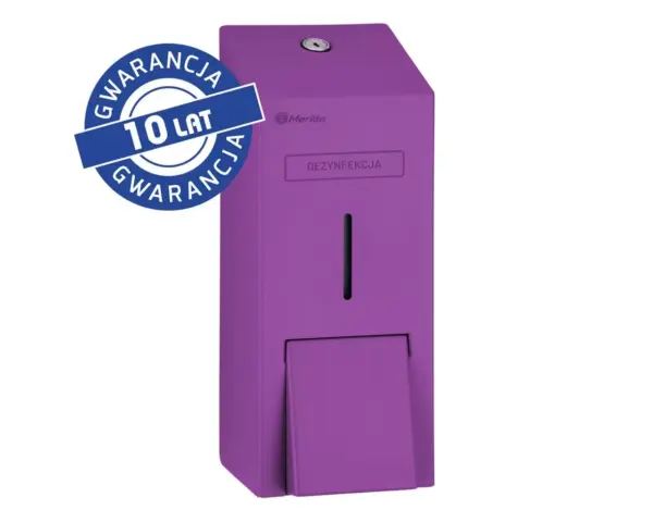 Dozownik płynu dezynfekcyjnego w sprayu MERIDA STELLA VIOLET LINE, pojemność wkładów 1000 ml , fioletowy Fioletowy dozownik płynu dezynfekcyjnego w sprayu Merida Stella Violet Line 1000 ml