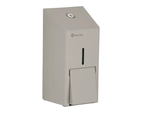 Dozownik mydła w płynie MERIDA STELLA STONE GREY LINE MINI, pojemność zbiornika 400 ml, szary kamienny Dozownik mydła Merida Stella Mini z kamienno-szarą powłoką strukturalną