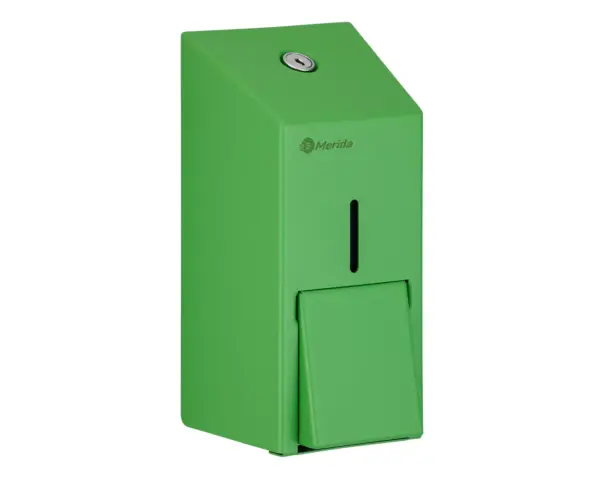 Dozownik mydła w płynie MERIDA STELLA GREEN LINE MINI, pojemność zbiornika 400 ml, zielony Dozownik mydła MERIDA MINI zielona powłoka strukturalna otwarty zbiornik