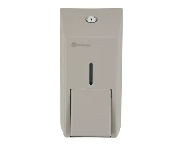 Dozownik mydła w płynie MERIDA STELLA STONE GREY LINE MINI, pojemność zbiornika 400 ml, szary kamienny Wnętrze dozownika Merida Stella Mini ze zbiornikiem 400 ml i pompką