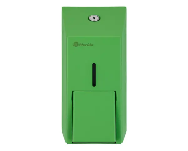 Dozownik mydła w płynie MERIDA STELLA GREEN LINE MINI, pojemność zbiornika 400 ml, zielony Dozownik mydła MERIDA STELLA MINI zielony niewidoczne zawiasy pompka