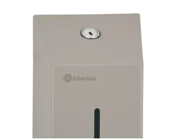 Dozownik mydła w płynie MERIDA STELLA STONE GREY LINE MINI, pojemność zbiornika 400 ml, szary kamienny Dozownik mydła Merida Stella Mini ze stali nierdzewnej montowany na ścianę