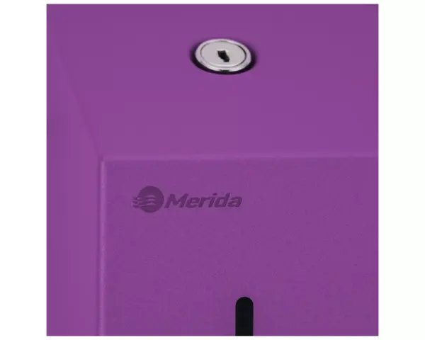 Dozownik mydła w płynie MERIDA STELLA VIOLET LINE MINI, pojemność zbiornika 400 ml, fioletowy Dozownik mydła MERIDA STELLA VIOLET LINE MINI z widocznymi spawanymi łączeniami boków