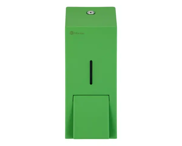 Dozownik mydła w płynie MERIDA STELLA GREEN LINE MAXI, pojemność zbiornika 800 ml, zielony Zielona powłoka strukturalna dozownika MERIDA STELLA GREEN LINE MAXI